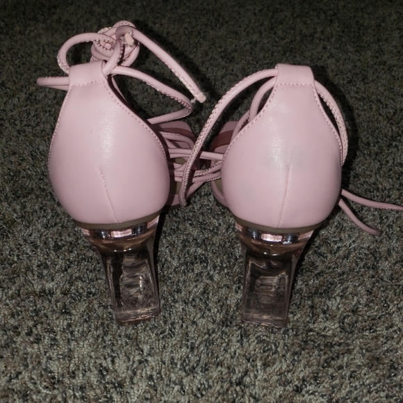 Urban Outfitters| Bubblegum Barbie Pink Heels with Ankle Wrap Straps - Picture 5 of 5